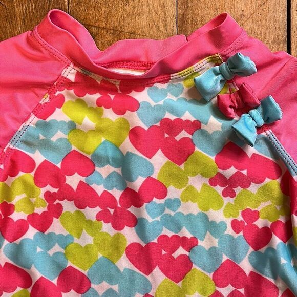 Absorba rashguard size 4T Multi Color Hearts Swim Top summer vacation - Picture 2 of 4